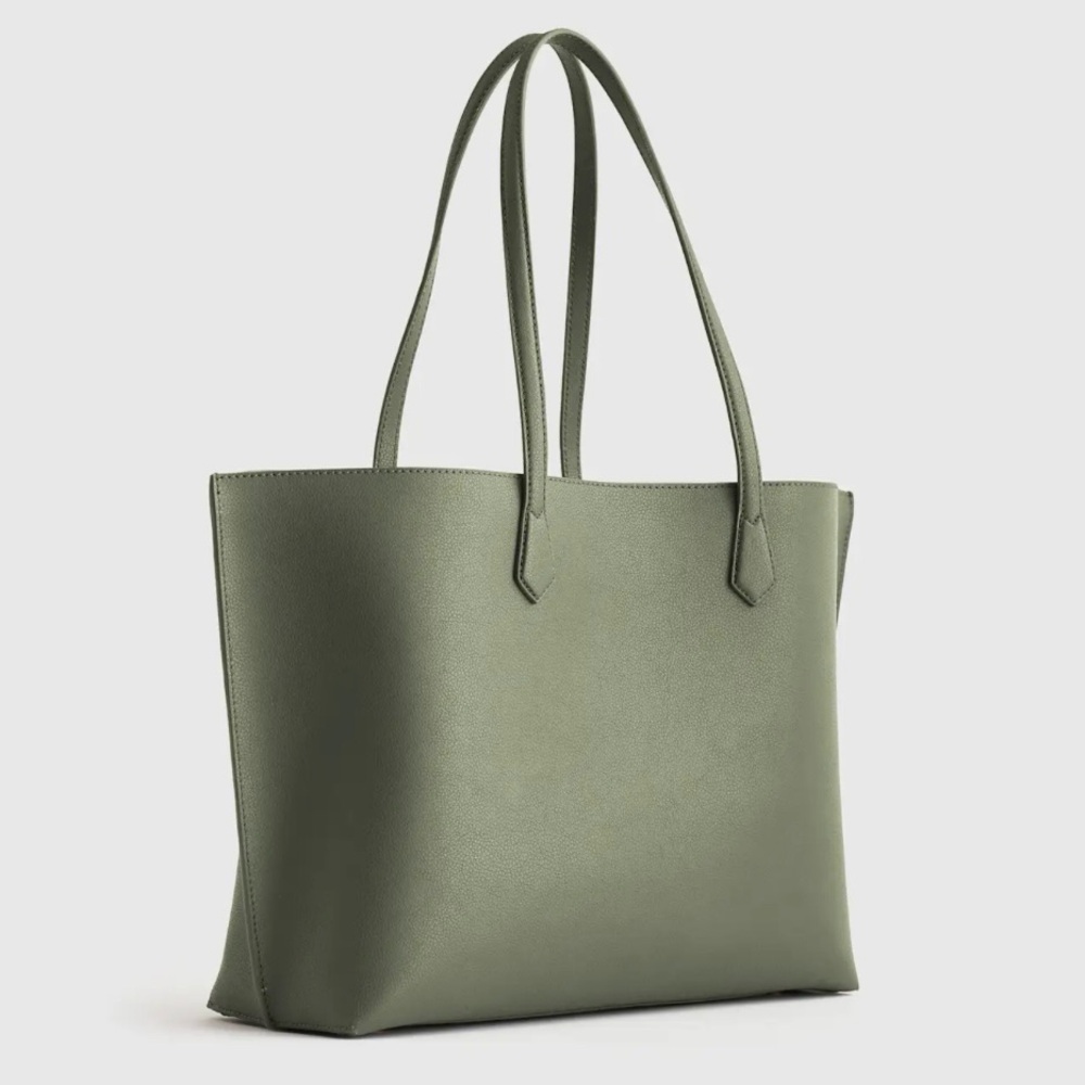 Quince Italian Leather Triple Compartment Shopper Tote | Olive Green - Picture 2 of 16